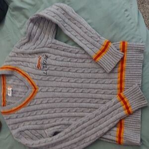 Le Tigre Gray Cable Knit V-Neck Men's Preppy Sweater